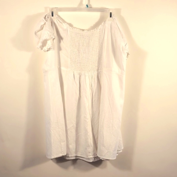 Cottonwood White Linen Sweetheart puff sleeve Dress Size 16 New with tags - Picture 7 of 13